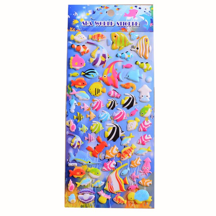 Custom waterproof reusable pvc puffy cartoon sticker for kids