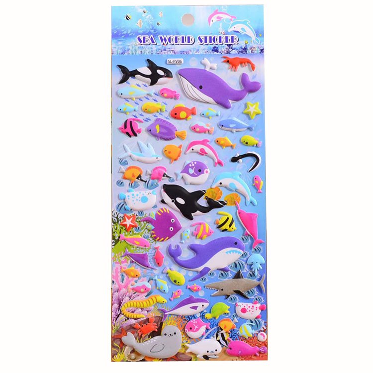 Custom waterproof reusable pvc puffy cartoon sticker for kids