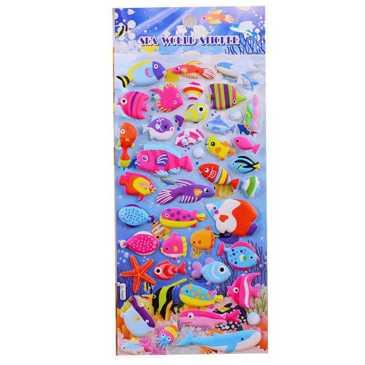 Custom waterproof reusable pvc puffy cartoon sticker for kids