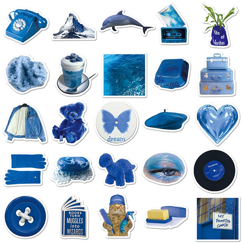 Factory Hot Sale 100PCS Minisize Cartoon Ins Style Personality Graffiti INS Blue Stickers For Bottle Laptop Phone Vinyl Cute Kid