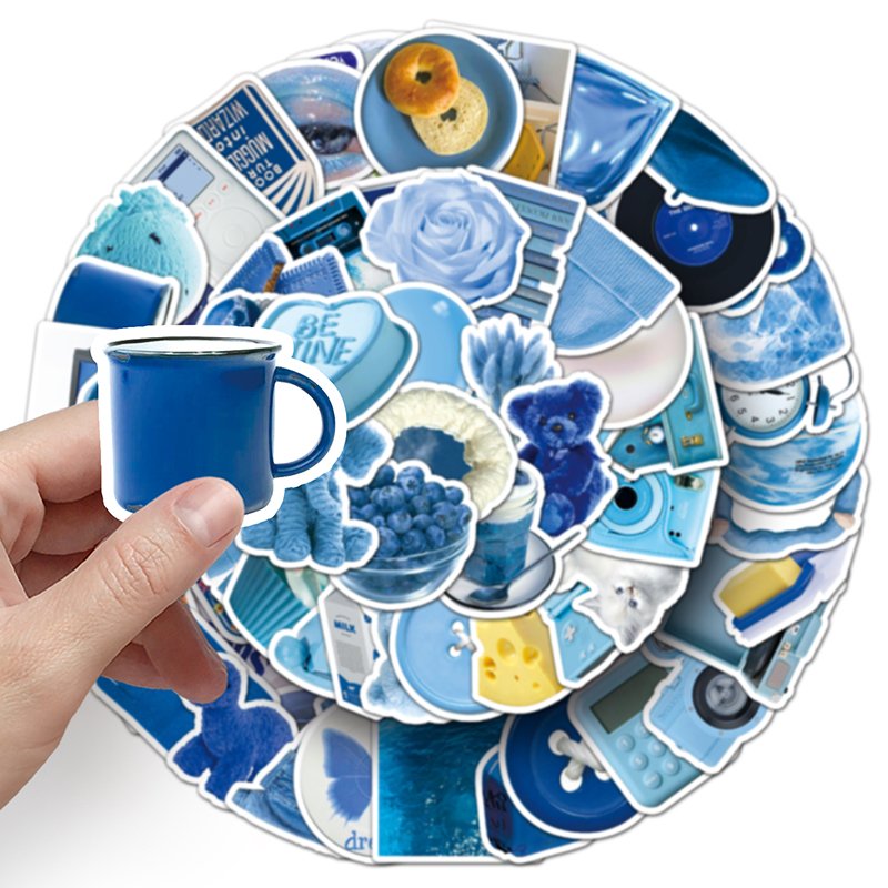 Factory Hot Sale 100PCS Minisize Cartoon Ins Style Personality Graffiti INS Blue Stickers For Bottle Laptop Phone Vinyl Cute Kid