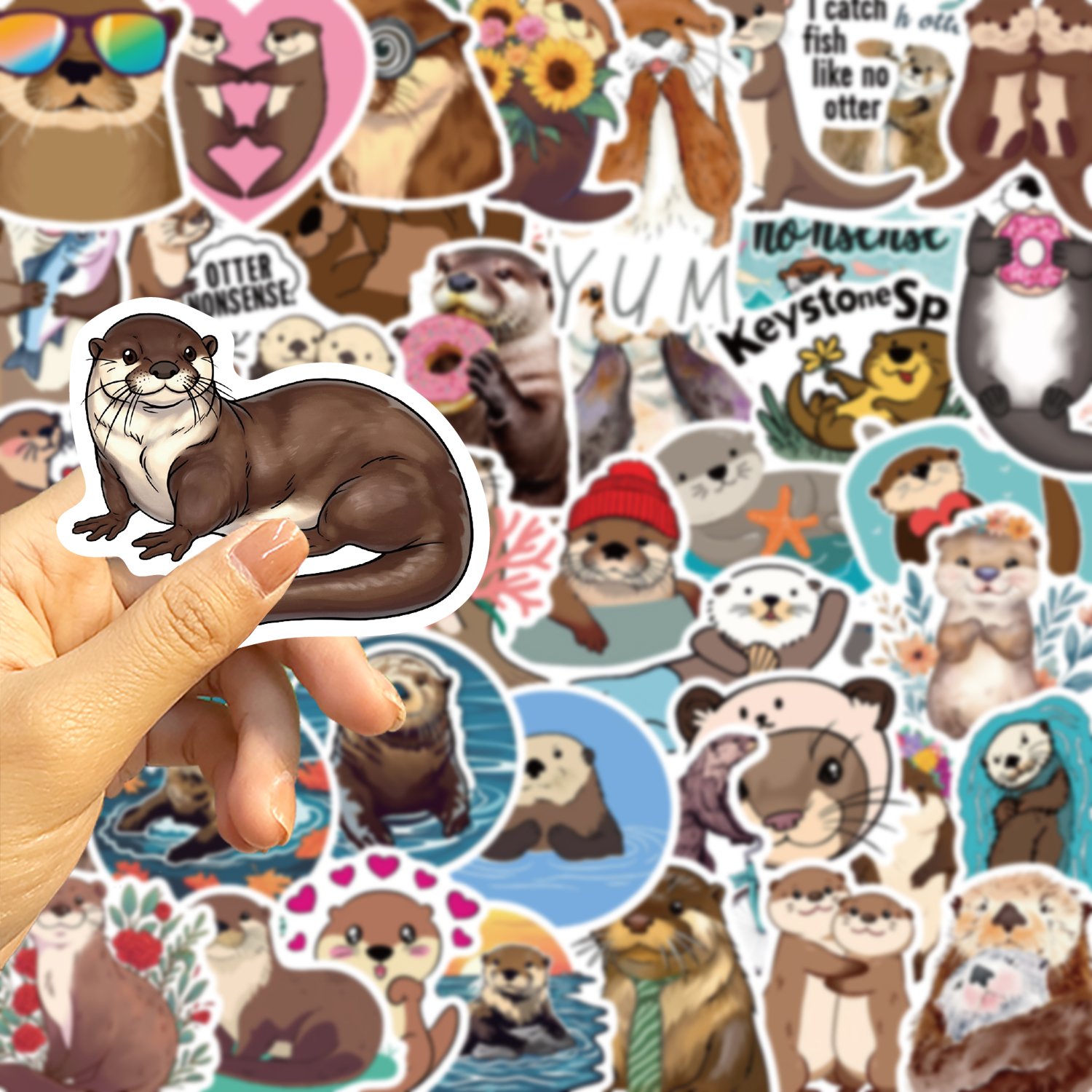 50pcs Cute Cartoon Otter Sticker Decals Decoration DIY Phone Case Notebook Suitcase Laptop Fridge Kids Waterproof Toys Stickers