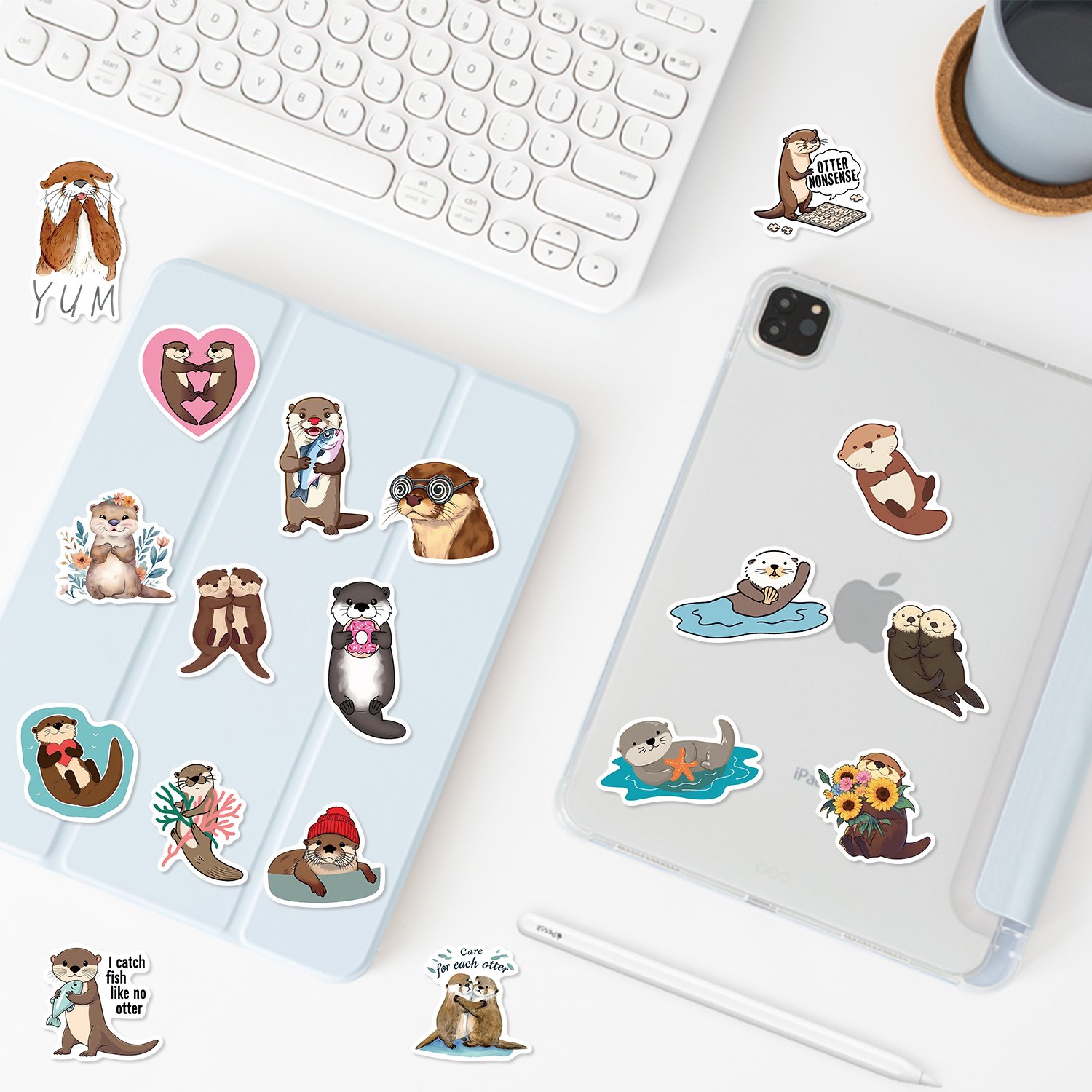 50pcs Cute Cartoon Otter Sticker Decals Decoration DIY Phone Case Notebook Suitcase Laptop Fridge Kids Waterproof Toys Stickers