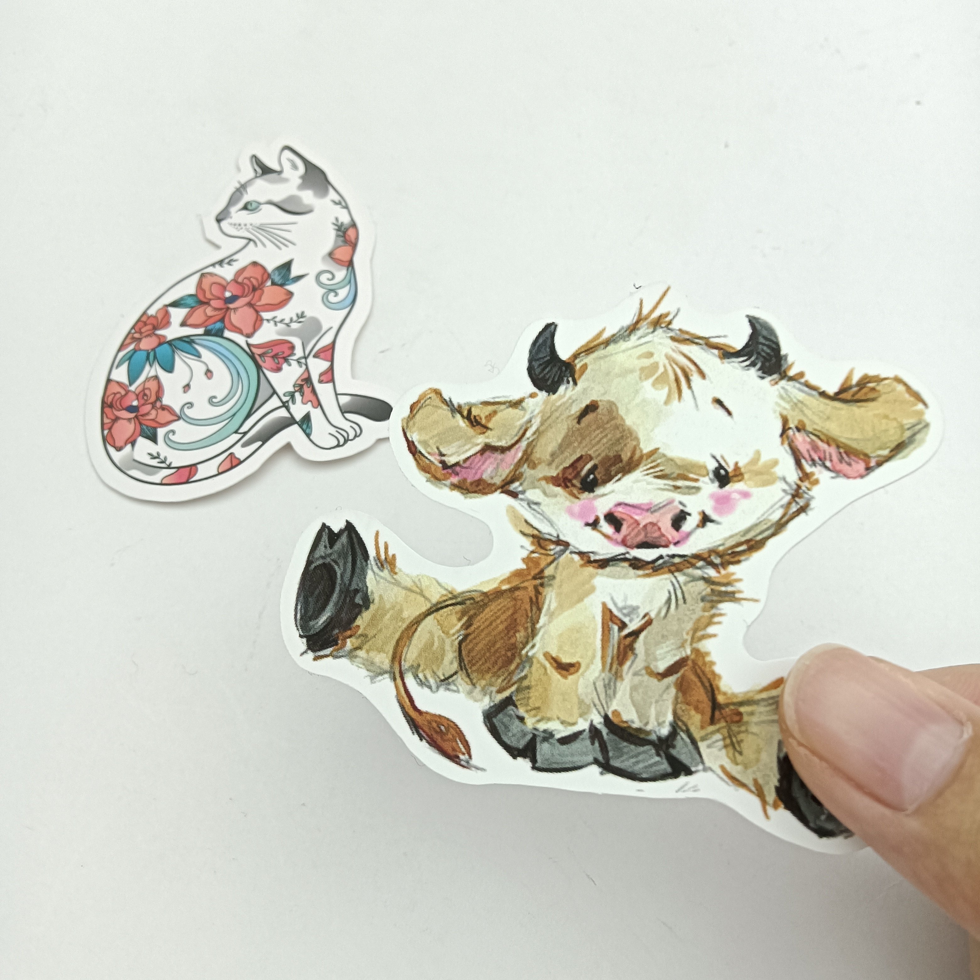 Custom Cute Label Custom stickers Packaging stickers Vinyl cartoon Label Die Cut Label Cat Cow sticker