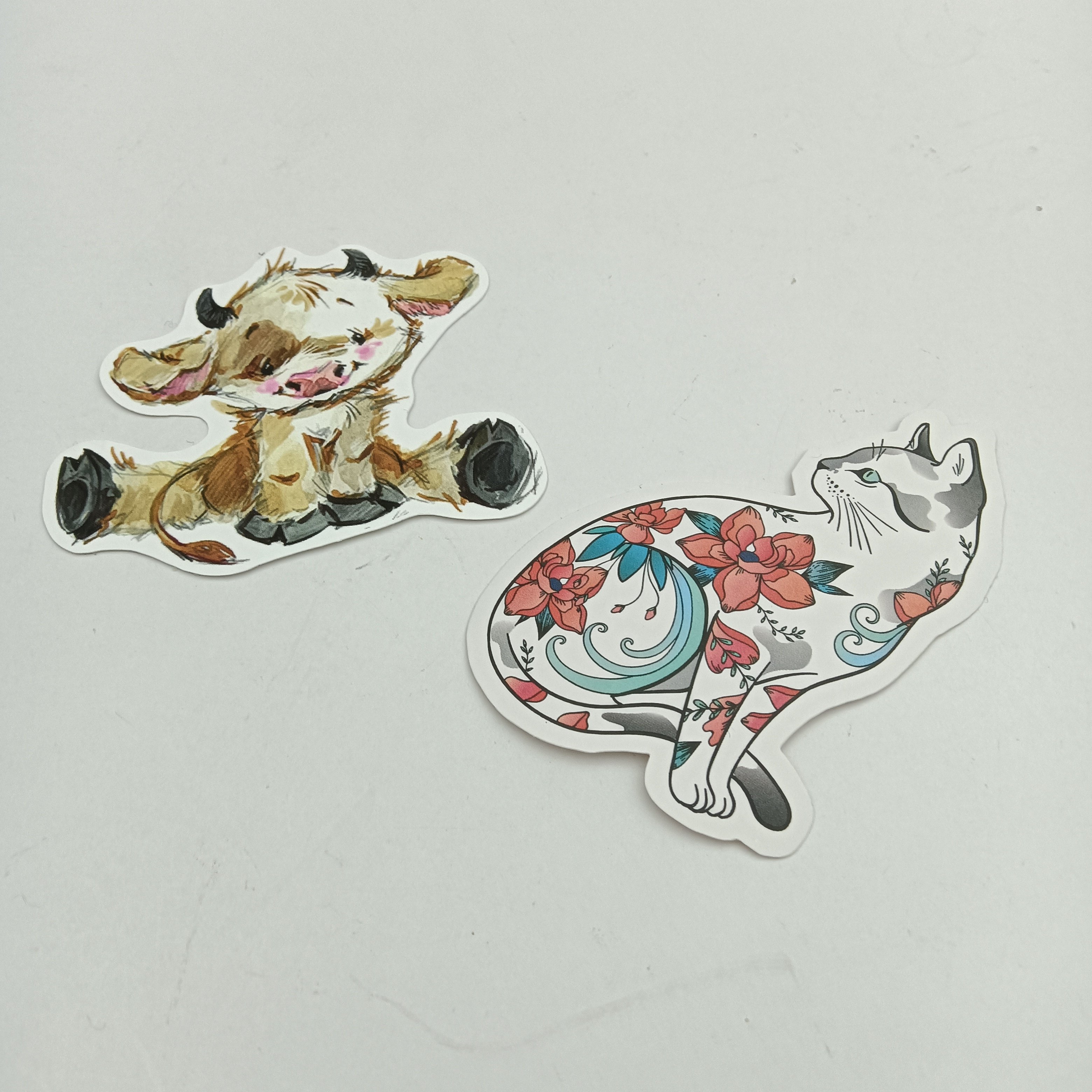 Custom Cute Label Custom stickers Packaging stickers Vinyl cartoon Label Die Cut Label Cat Cow sticker