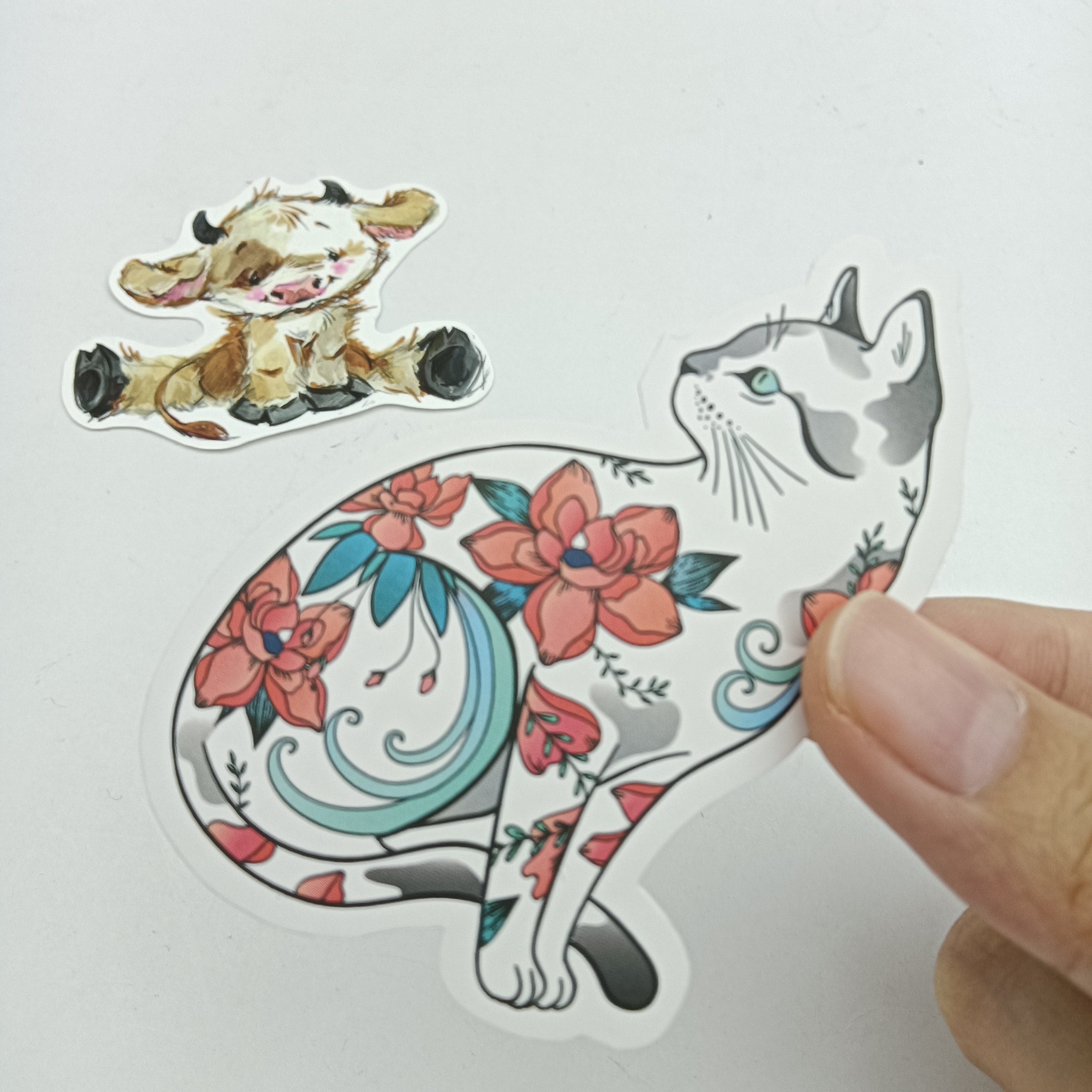 Custom Cute Label Custom stickers Packaging stickers Vinyl cartoon Label Die Cut Label Cat Cow sticker