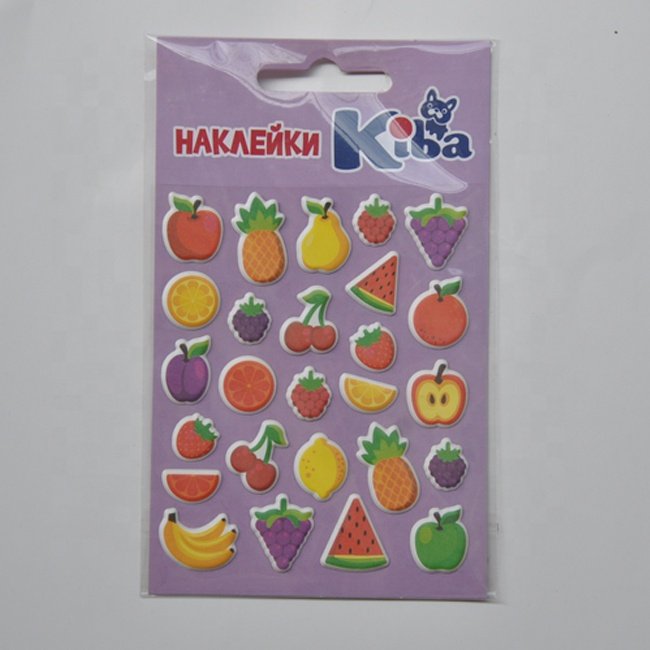Factory supply 3D puffy Eva foam glitter sticker custom print cartoon puffy stickers for kids
