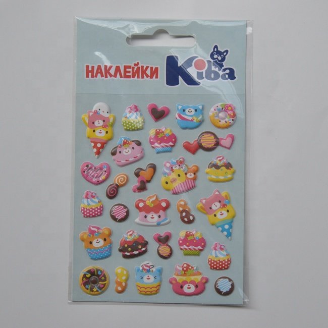 Factory supply 3D puffy Eva foam glitter sticker custom print cartoon puffy stickers for kids