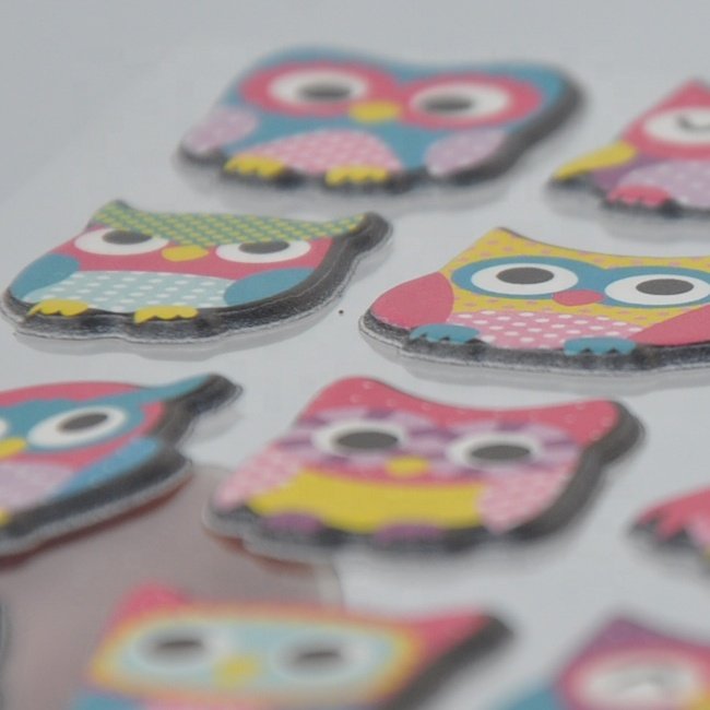 Factory supply 3D puffy Eva foam glitter sticker custom print cartoon puffy stickers for kids