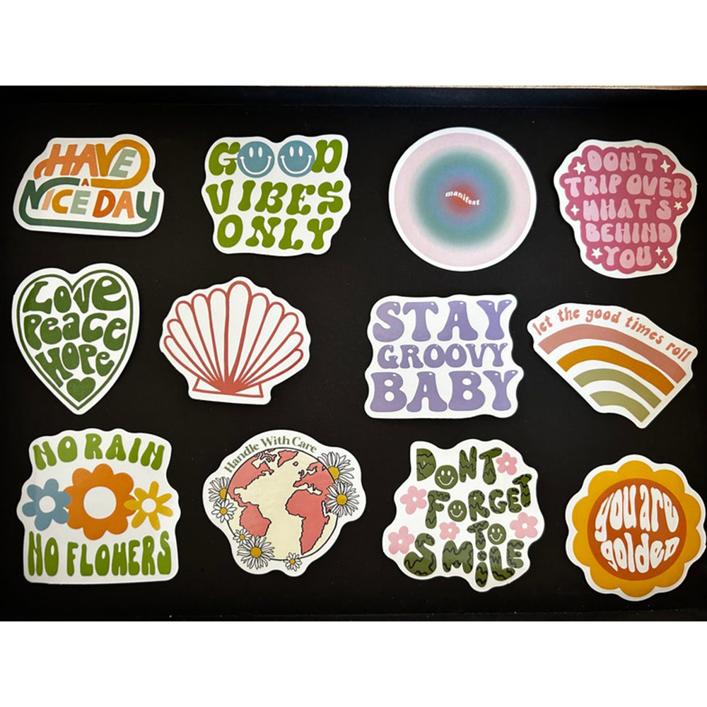Decorative Stickers Home Positive Custom Flower Motivational Word Adhesive Cartoon Stickers