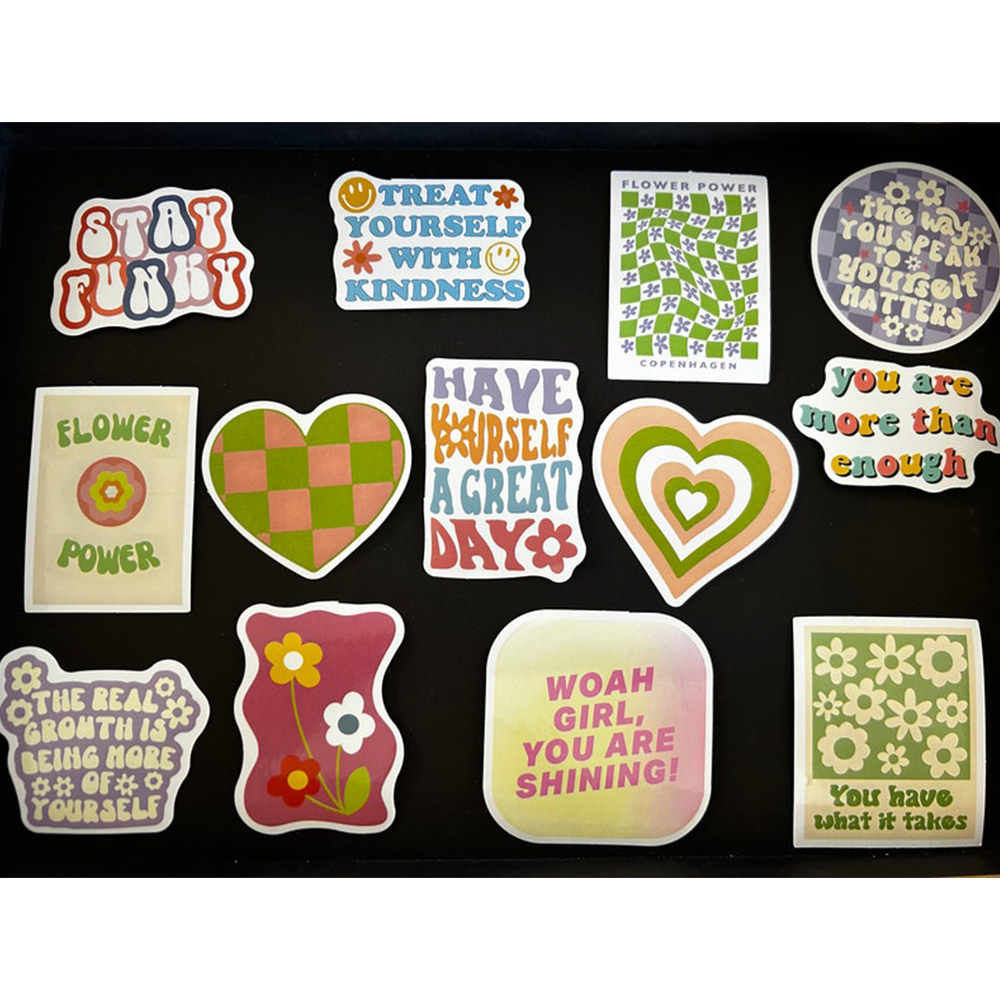 Decorative Stickers Home Positive Custom Flower Motivational Word Adhesive Cartoon Stickers