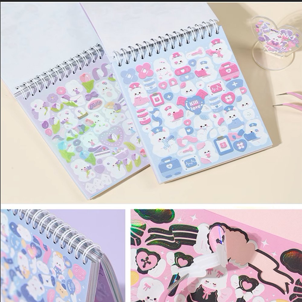 Custom Colorful PVC Rabbit Diary Planner Journal Stickers Cute Animal Cartoon Decals Kids' Album DIY Acrylic Adhesive Paper Film