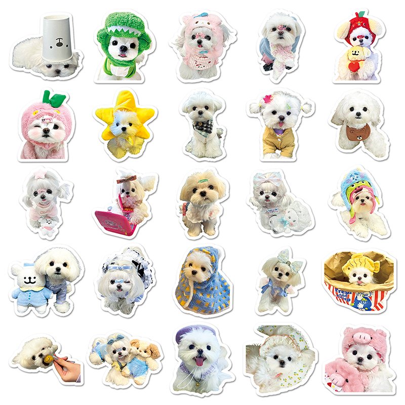 50pcs High Quality Animal Kawaii Cartoon Sticker Waterproof Decoration Custom Maltese Sticker