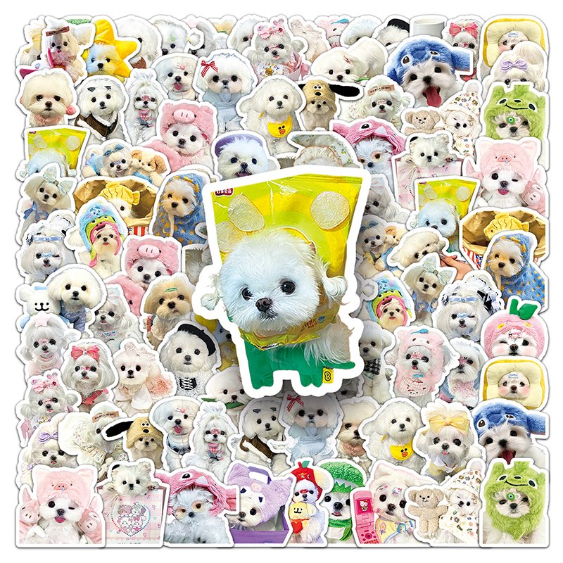 50pcs High Quality Animal Kawaii Cartoon Sticker Waterproof Decoration Custom Maltese Sticker