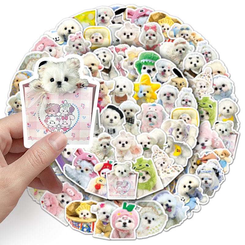 50pcs High Quality Animal Kawaii Cartoon Sticker Waterproof Decoration Custom Maltese Sticker