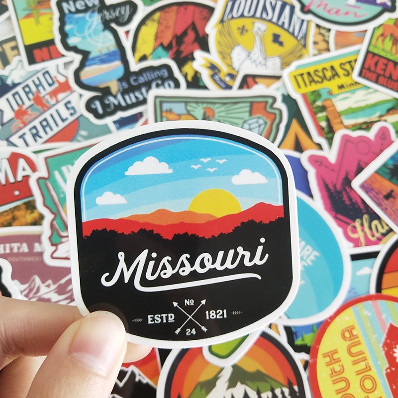 New Design 50 pcs USA State Waterproof Stickers for Laptop Computer