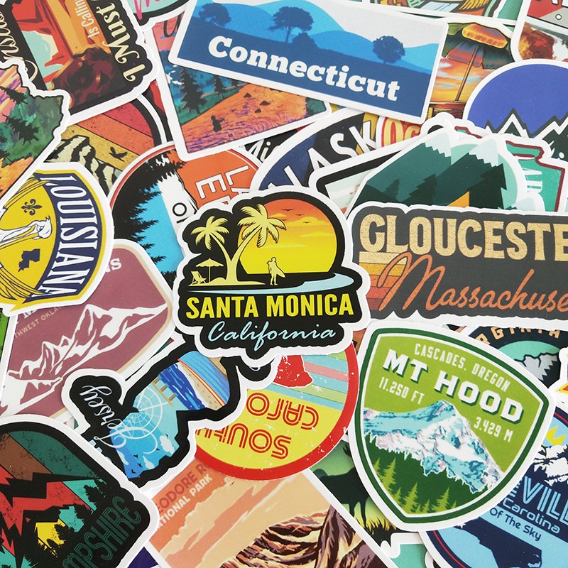New Design 50 pcs USA State Waterproof Stickers for Laptop Computer