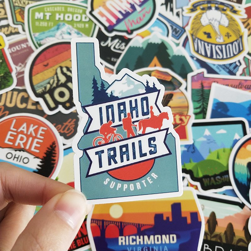 New Design 50 pcs USA State Waterproof Stickers for Laptop Computer