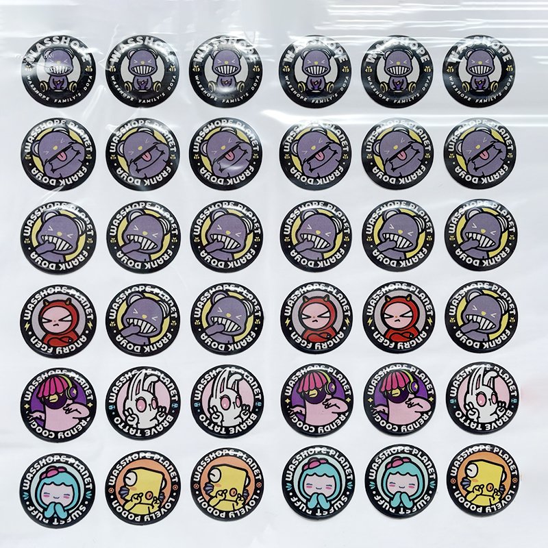 Personalized cartoon pattern Dome Sticker Transparent Round Shape Clear Epoxy Resin Sticker