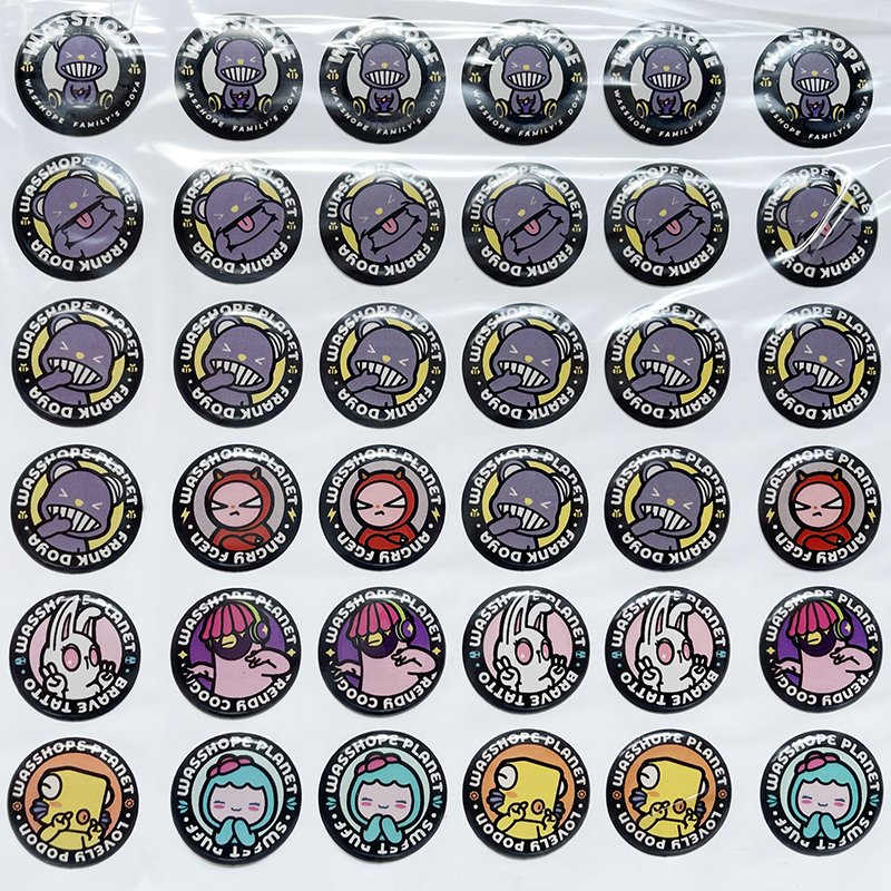 Personalized cartoon pattern Dome Sticker Transparent Round Shape Clear Epoxy Resin Sticker