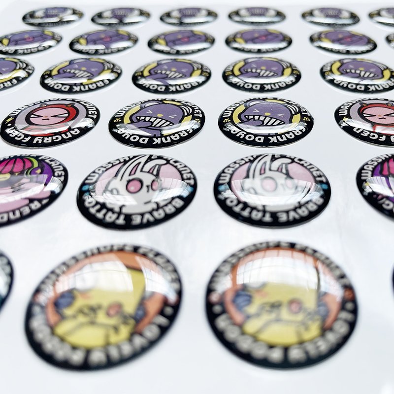 Personalized cartoon pattern Dome Sticker Transparent Round Shape Clear Epoxy Resin Sticker