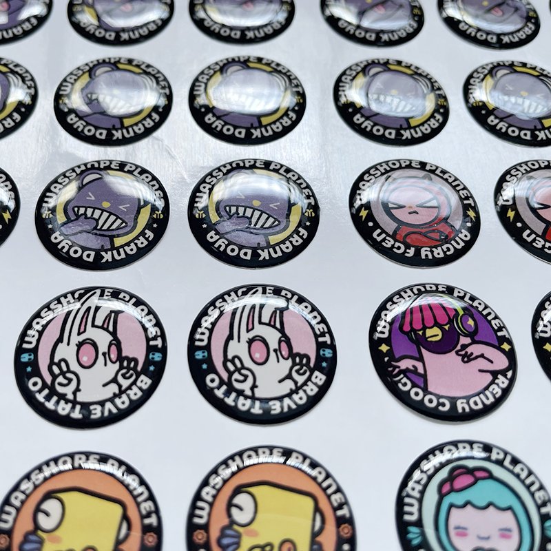 Personalized cartoon pattern Dome Sticker Transparent Round Shape Clear Epoxy Resin Sticker