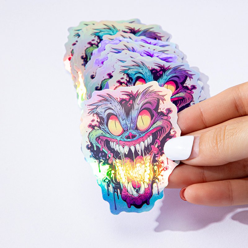 Hot Selling Customised PVC Outdoor Cut Vinyl Hologram Label Cute Waterproof Sticker with Customised Design Print