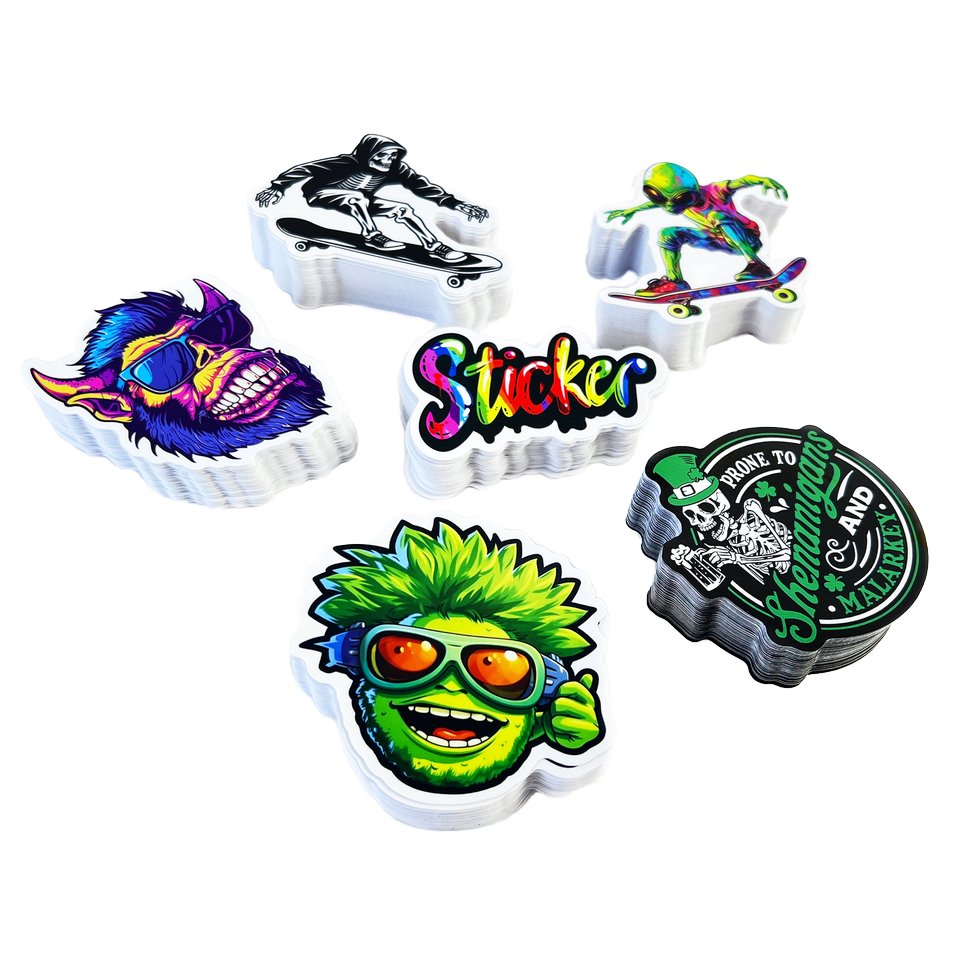 Custom UV Resist Waterproof Adhesive Holographic PVC Vinyl Labels Laptop Bottle Stickers Pack With Logo Cartoon Die Cut Sticker