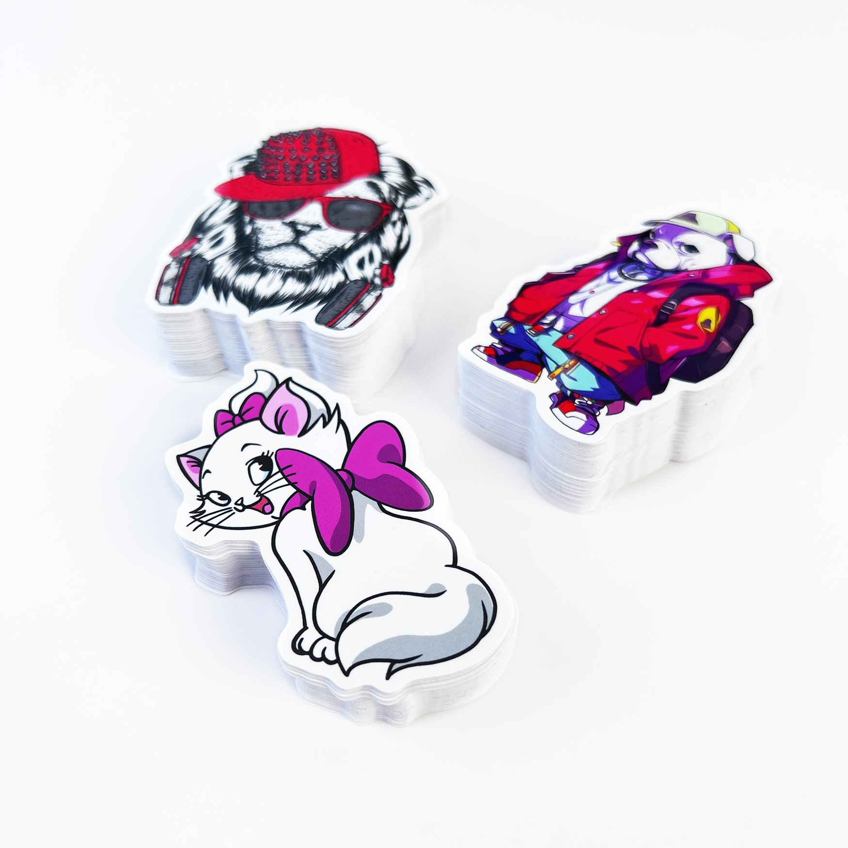 Custom UV Resist Waterproof Adhesive Holographic PVC Vinyl Labels Laptop Bottle Stickers Pack With Logo Cartoon Die Cut Sticker