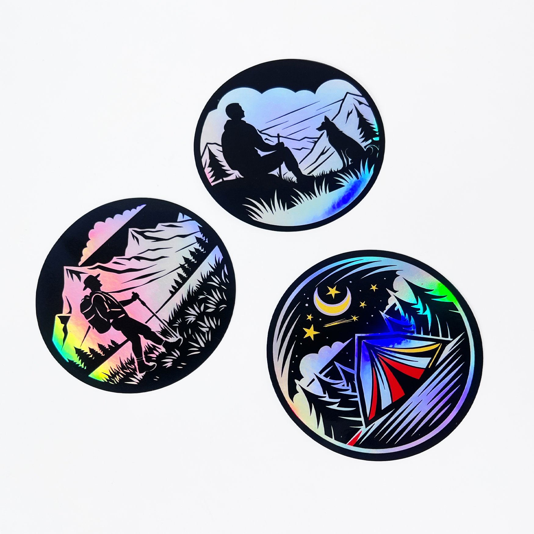Custom UV Resist Waterproof Adhesive Holographic PVC Vinyl Labels Laptop Bottle Stickers Pack With Logo Cartoon Die Cut Sticker