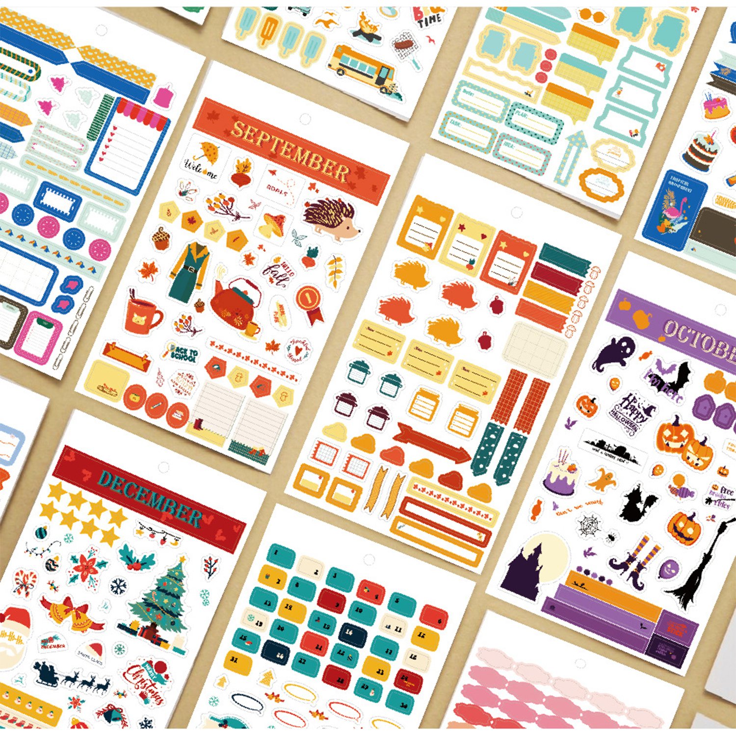 28PCS/Set Planner Sticker Journal & Calendar Inspirational Cartoon Sticker Dates Months Holiday List Sticker Planner Accessories