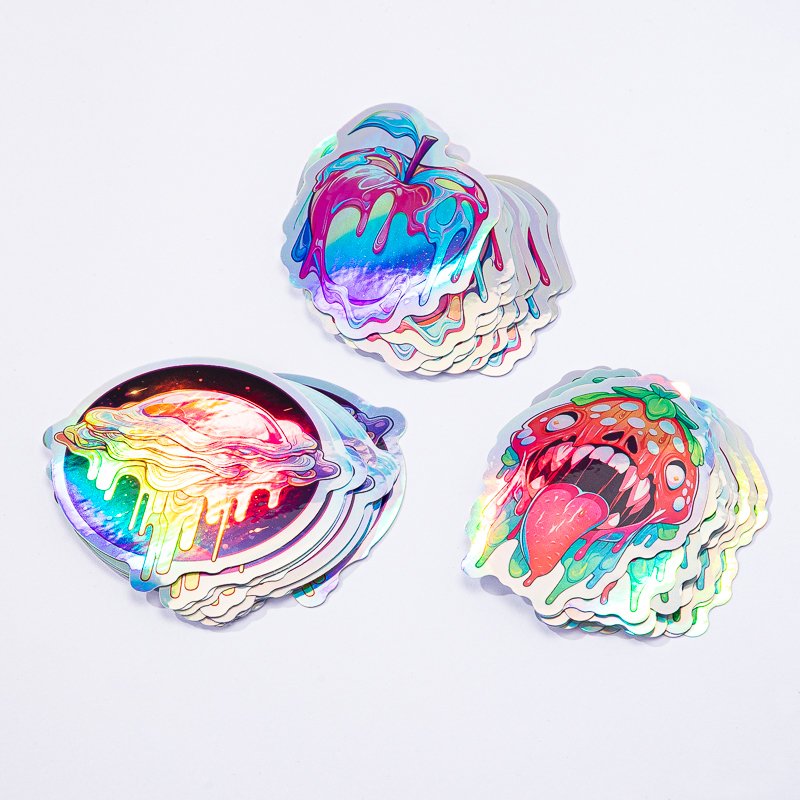 Custom Made Design Digital Printing Paper Outdoor Stickers Logo Decorative Rainbow Glitter Hologram Holographic Sticker