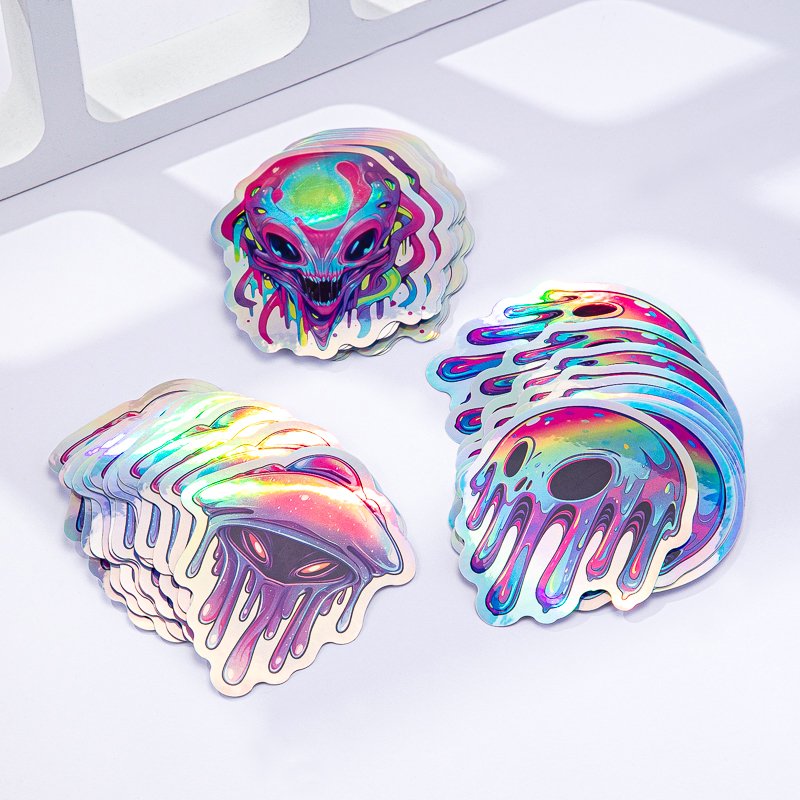 Custom Made Design Digital Printing Paper Outdoor Stickers Logo Decorative Rainbow Glitter Hologram Holographic Sticker