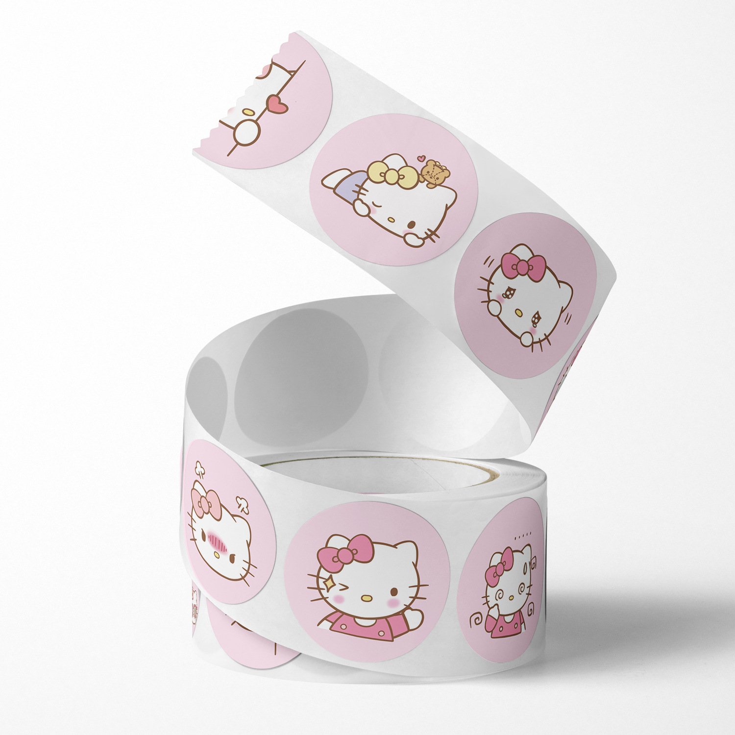 Cartoon Sticker Kitty Cat Expression Pack Circular Sealing Sticker Anime Cute Decoration Sticker