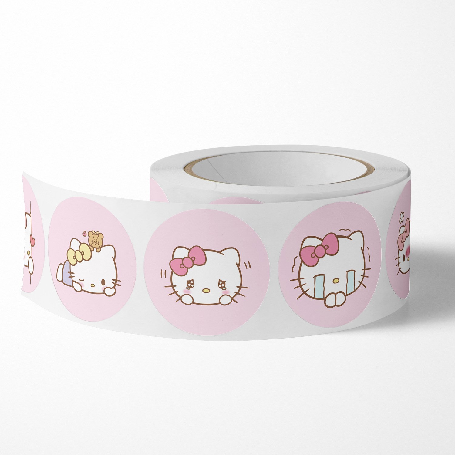 Cartoon Sticker Kitty Cat Expression Pack Circular Sealing Sticker Anime Cute Decoration Sticker