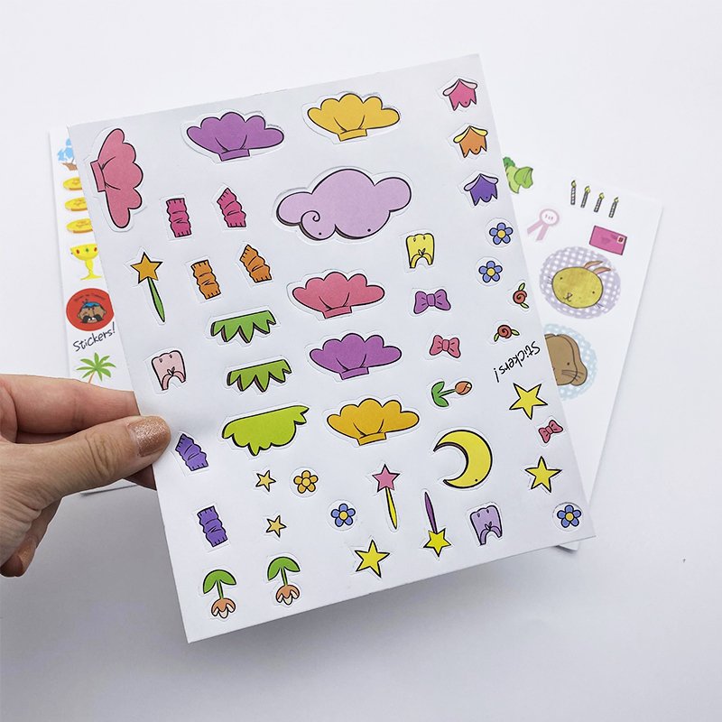 A4 A5 full color printing custom logo intricate designs cartoon vinyl sticker special-shaped kiss cut sticker sheets