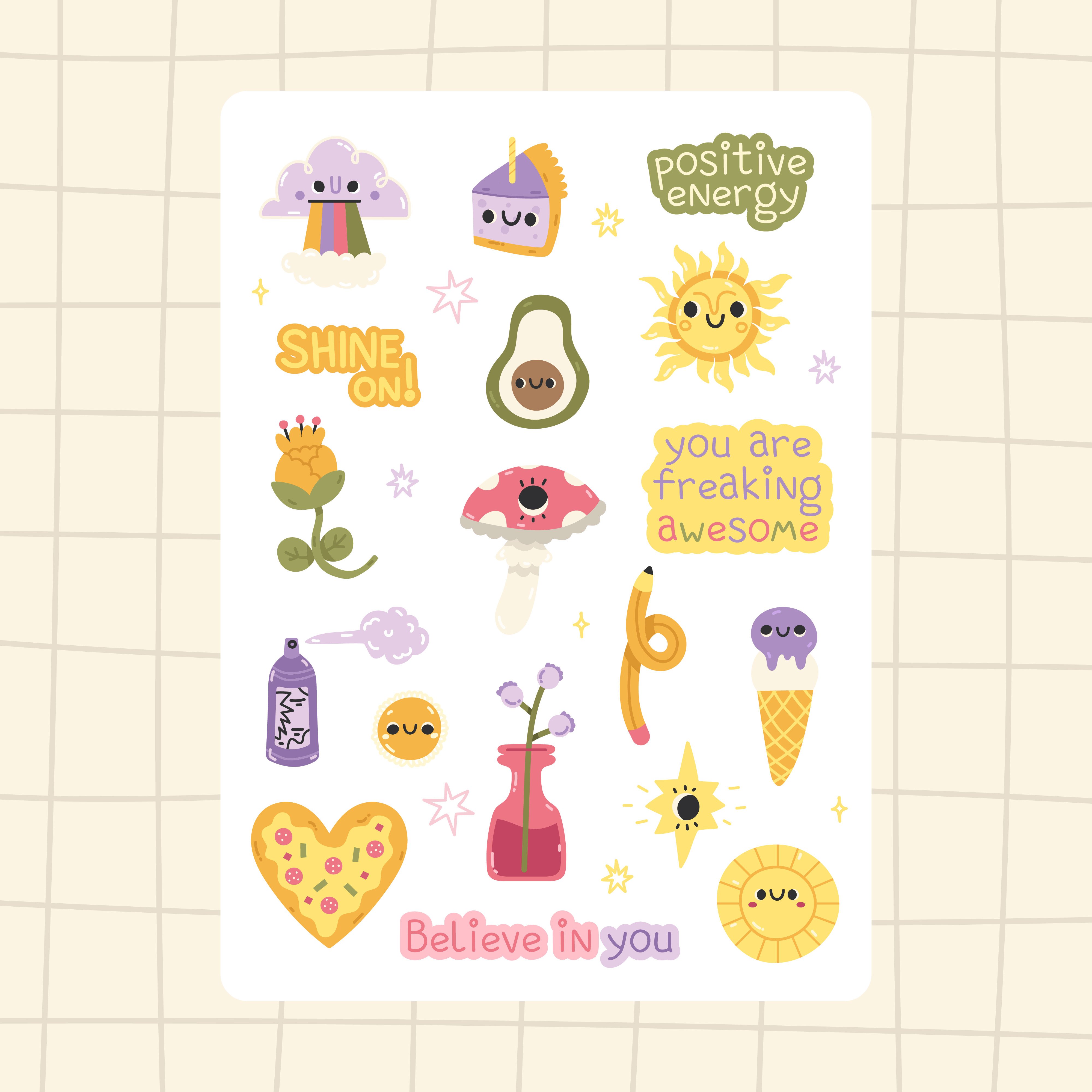 A4 A5 full color printing custom logo intricate designs cartoon vinyl sticker special-shaped kiss cut sticker sheets