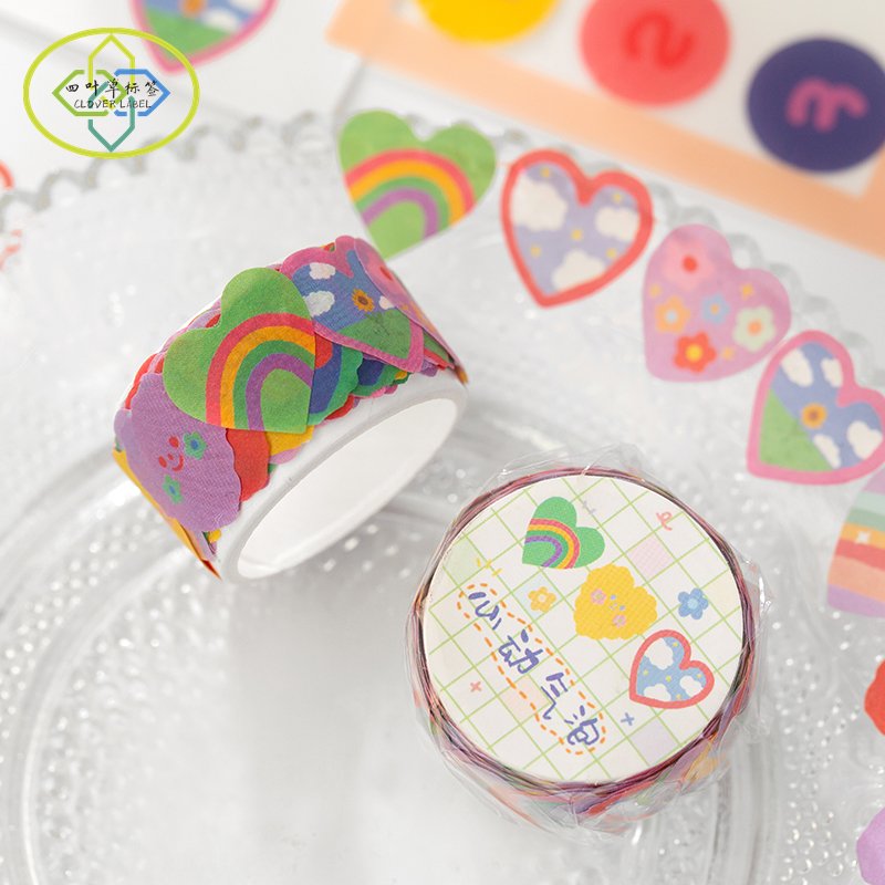 100pcs/roll Cartoon Animals Washi Tapes Vintage Masking Tapes Stickers Decorative Scrapbook Washi Tapes