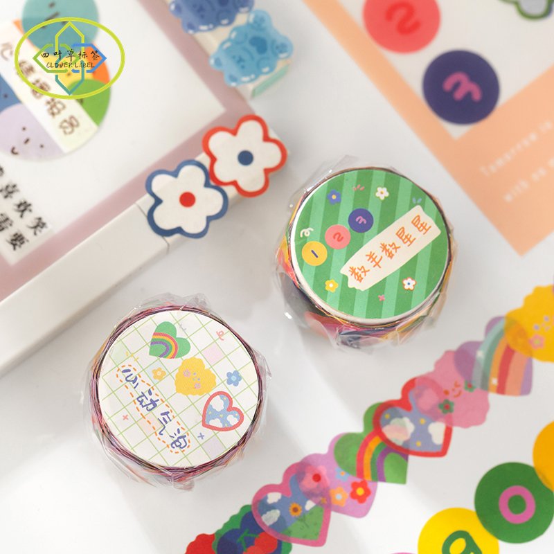 100pcs/roll Cartoon Animals Washi Tapes Vintage Masking Tapes Stickers Decorative Scrapbook Washi Tapes