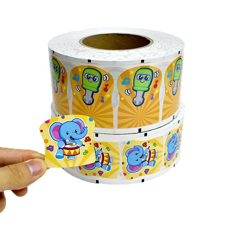 Custom Cartoon sticker Roll Printed Adhesive toy label For kids