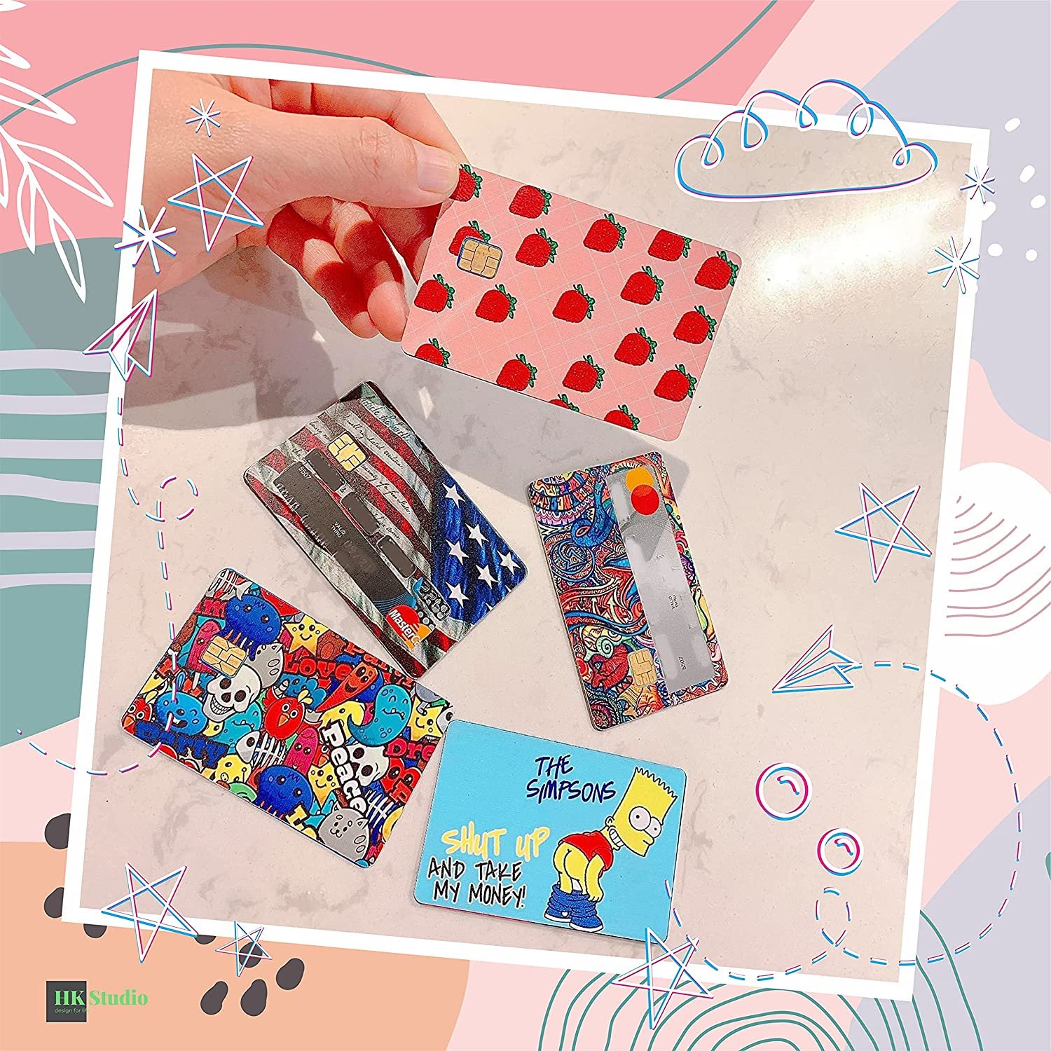 Card Stickers Bank Credit Debit Vinyl Cover Protector Case Removable Gift for Office Home Friends
