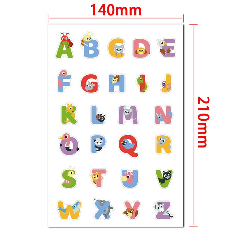 Letter Stickers for Kids Early Education English Alphabet Learning Decoration Sticker Waterproof Cartoon Cute Sticker Sheet