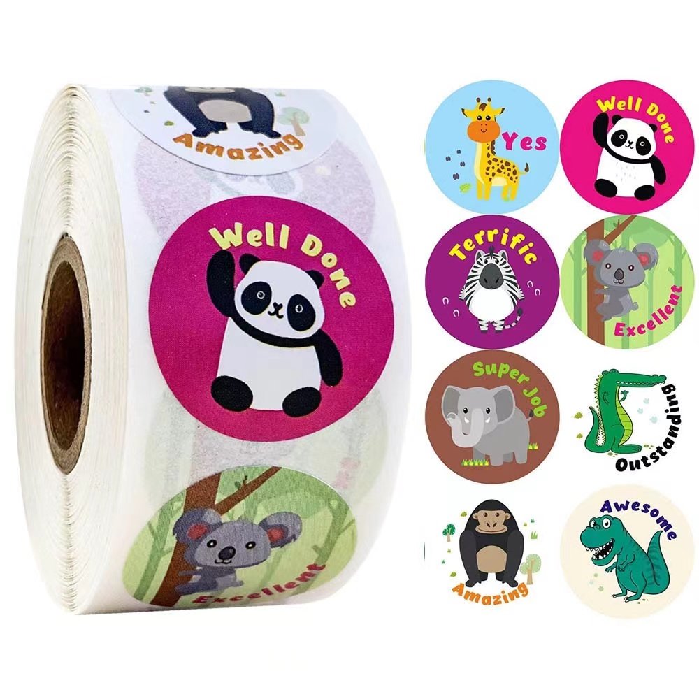 Lovely Wholesale Decals Cute Round Toy Cartoon Printing Custom Logo Stickers Packaging Labels