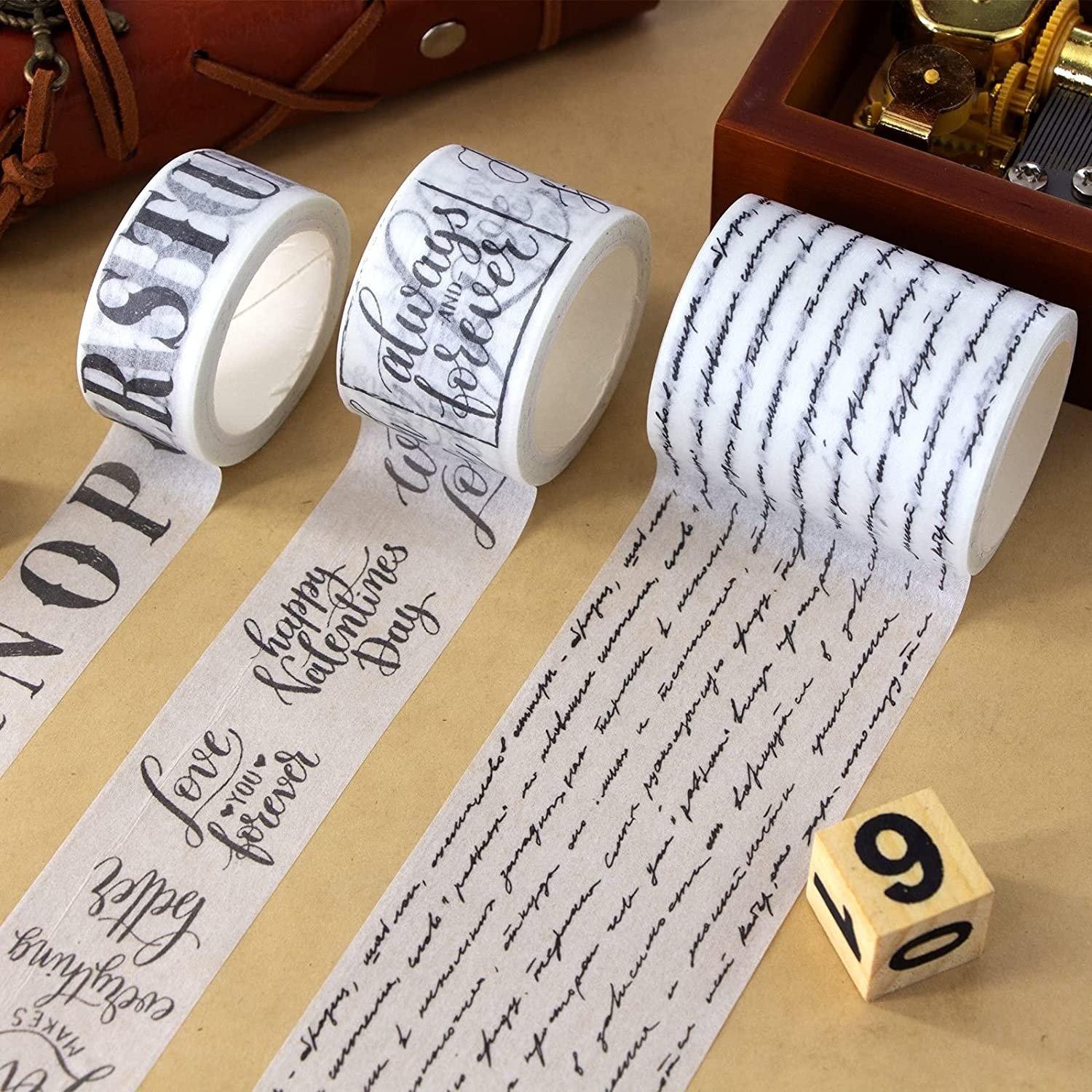 Vintage Wide Pattern Design Masking Tape High Quality Wasabi Paper Sticker Scrapbooking Single Water Activated Hot Melt Low