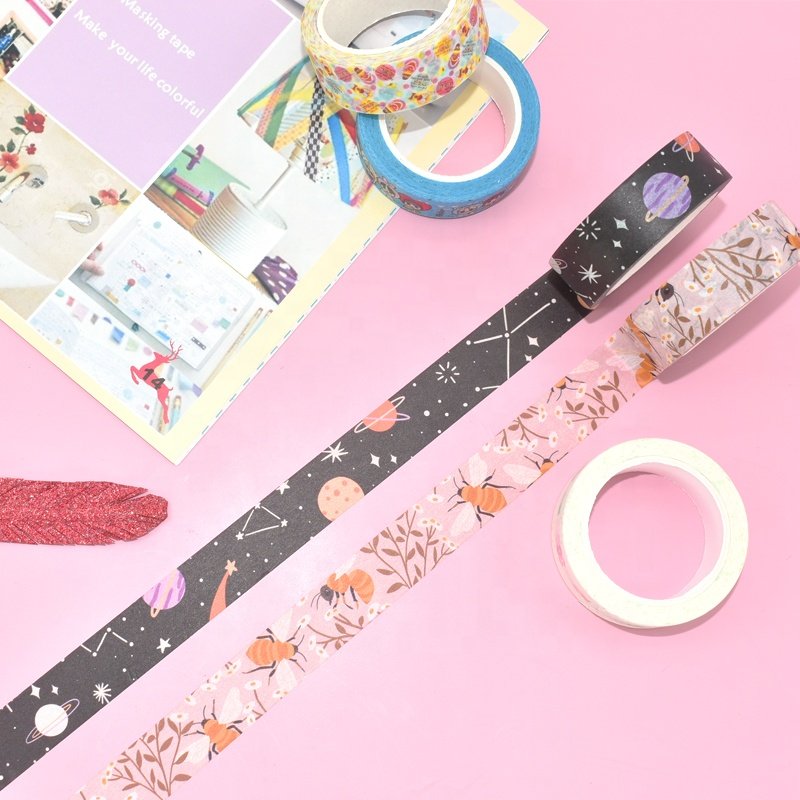 Vintage Wide Pattern Design Masking Tape High Quality Wasabi Paper Sticker Scrapbooking Single Water Activated Hot Melt Low