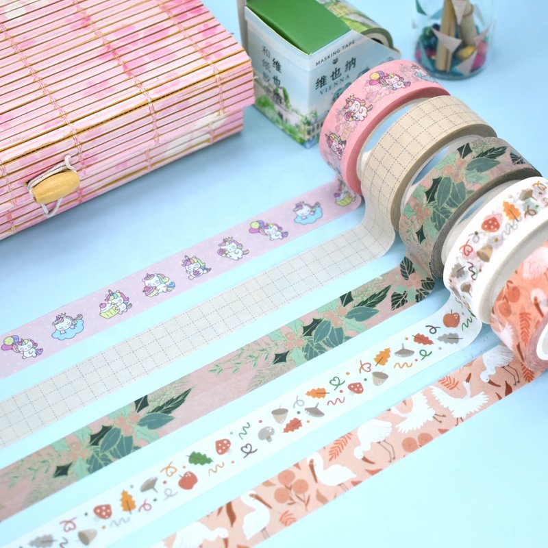 Vintage Wide Pattern Design Masking Tape High Quality Wasabi Paper Sticker Scrapbooking Single Water Activated Hot Melt Low