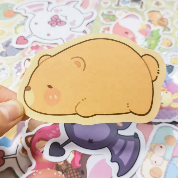 Custom Cheap Laptop Decorative Logo Cartoon Anime Kawaii Waterproof Die Cut Vinyl Sticker Sheet Pack