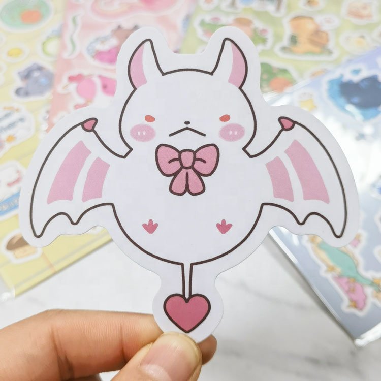 Custom Cheap Laptop Decorative Logo Cartoon Anime Kawaii Waterproof Die Cut Vinyl Sticker Sheet Pack