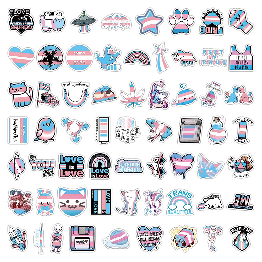 50Pcs Cartoon Transgender Graffiti Stickers for Notebook Water Cup Decal Waterproof Vinyl LGBT Sticker for Teen