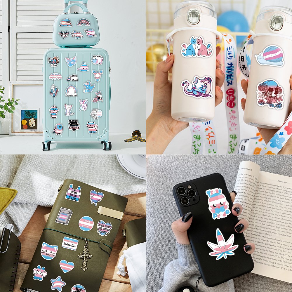 50Pcs Cartoon Transgender Graffiti Stickers for Notebook Water Cup Decal Waterproof Vinyl LGBT Sticker for Teen